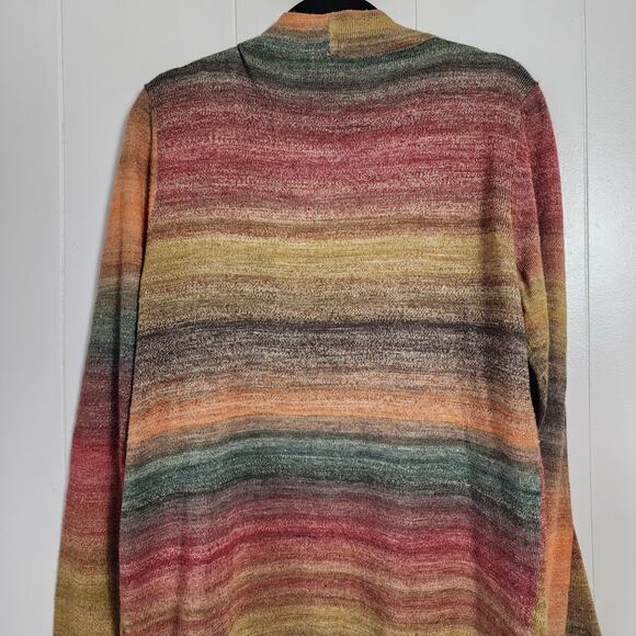 Vintage White Stag Boho Layered Open Cardigan Duster Ombre Knit Autumn Large - Picture 6 of 7